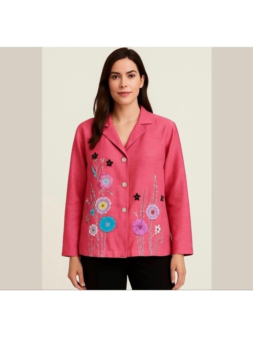 Alex Kim Vintage Blazer Jacket Floral 3D Art Sz 1X
